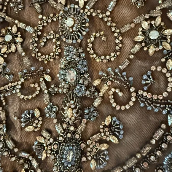 Marchesa Couture Icons Crystal Threadwork Gown Nude Beaded Evening Dress US 2 - Picture 14 of 15